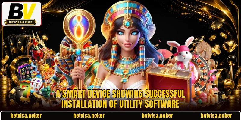 A smart device showing successful installation of utility software A smart device showing successful installation of utility software