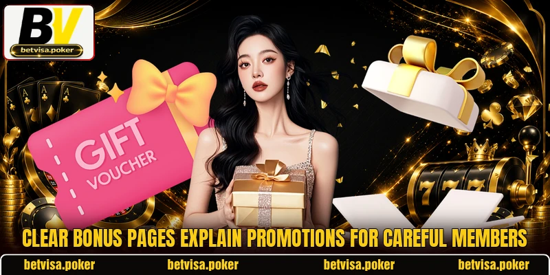 Clear bonus pages explain promotions for careful members Clear bonus pages explain promotions for careful members