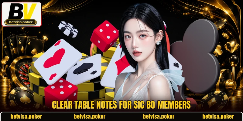 Clear table notes for Sic Bo members Clear table notes for Sic Bo members