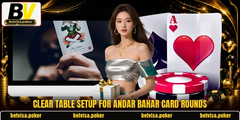 Clear table setup for Andar Bahar card rounds Clear table setup for Andar Bahar card rounds
