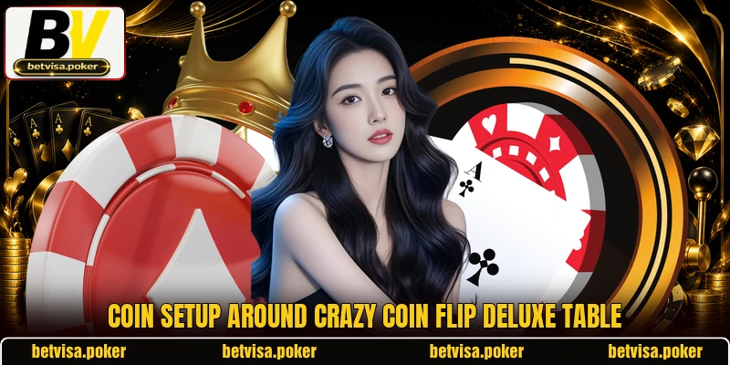 Coin setup around Crazy Coin Flip Deluxe table Coin setup around Crazy Coin Flip Deluxe table