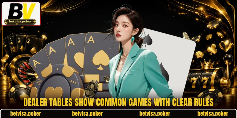 Dealer tables show common games with clear rules Dealer tables show common games with clear rules