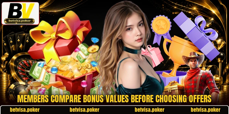 Members compare bonus values before choosing offers Members compare bonus values before choosing offers